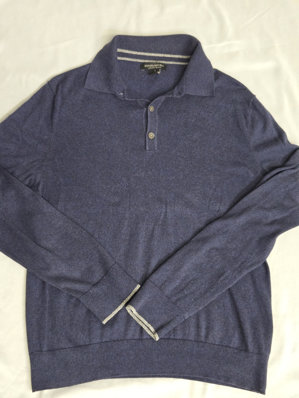 Banana Republic Men’s Navy Long-Sleeve Polo Sweater , Fall